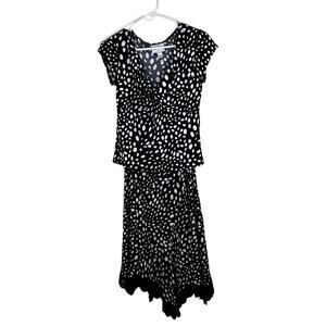 Vintage Retro Black & White Top & Skirt 2 Piece Set Size 10 by Joseph Ribkoff
